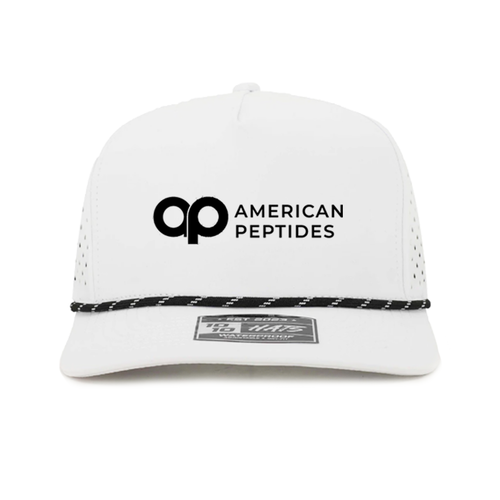 American Peptides Performance Hat, White with Black Rope