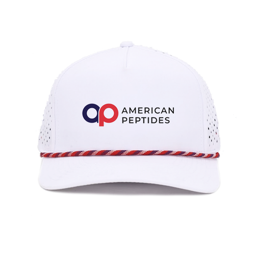 American Peptides Performance Hat, White with Red & Navy Rope